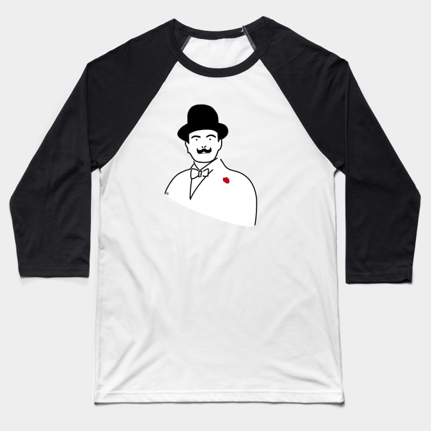 Hercule Poirot Agatha Christie Baseball T-Shirt by Bookishandgeeky